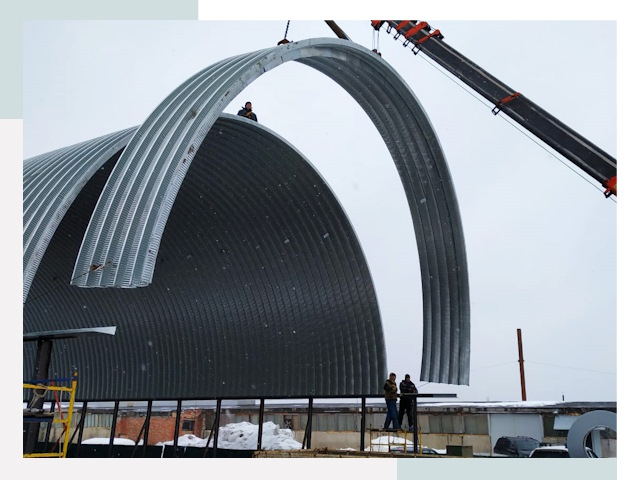 Полукруглые ангары в Соликамске